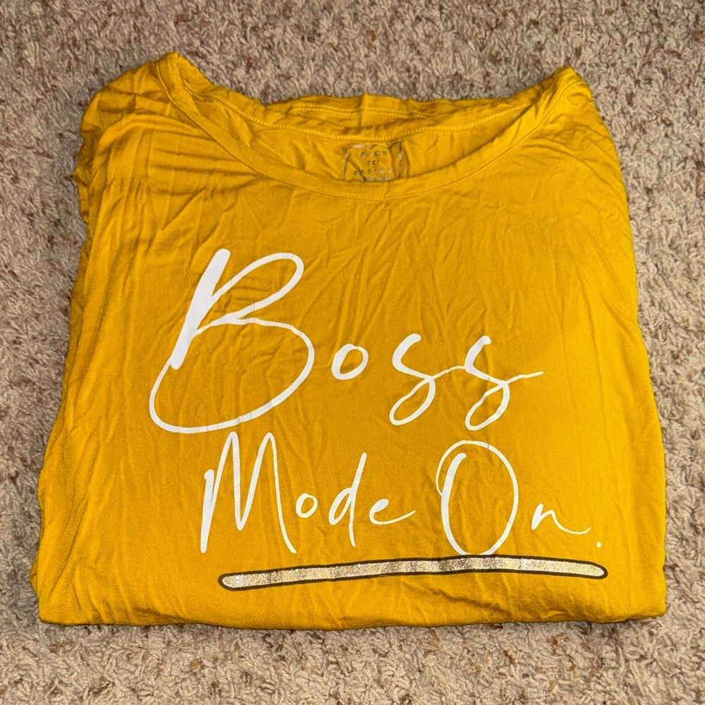 Back2Basics Yellow 'Boss Mode On' Long Sleeve Tee
